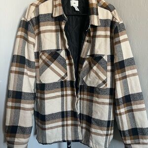 Men's Plaid Jacket - Black, Brown, and Cream